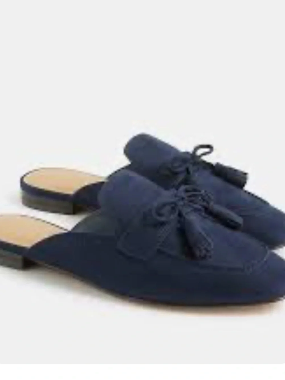 J CREW! Women's Navy Tassel Backless Loafers! Versatile !! 5.5